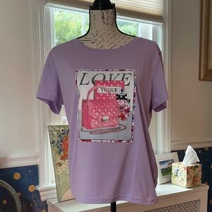 5028. AZ Lavender Tee with Pink Bag Graphic